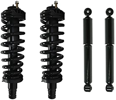 DTA 70012 Full Set 2 Front Complete Struts with Springs and Mounts + 2 Rear Shocks 4-pc Set Compatible with Ranier, Trailblazer, Envoy, Ascender, Bravada, Saab 9-7X, (Exclude V8 engine)